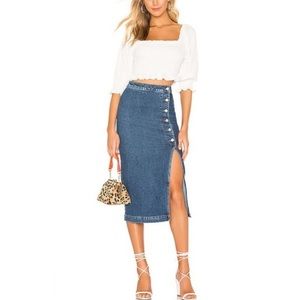 Free People Champagne Coast Denim Skirt